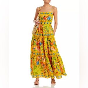 Farm Rio Summer Garden Cotton Maxi Dress Size XXS NWT